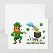 Happy Saint Patrick's Day Leprechaun Regenbogen Postkarte (Vorne/Hinten)