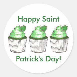 Happy Saint Patrick's Day Lucky Green Cupcake Kuch Runder Aufkleber
