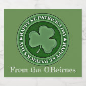 Happy Saint Patrick's Day Lucky Kleeblatt Custom Schaumweinetikett (Einzelnes Label)