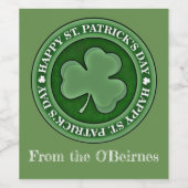 Happy Saint Patrick's Day Lucky Kleeblatt Custom Weinetikett (Einzelnes Label)