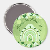 Happy Saint Patrick's Day Lucky Kleeblatts Regenbo Magnet (Vorderseite/Rückseite)