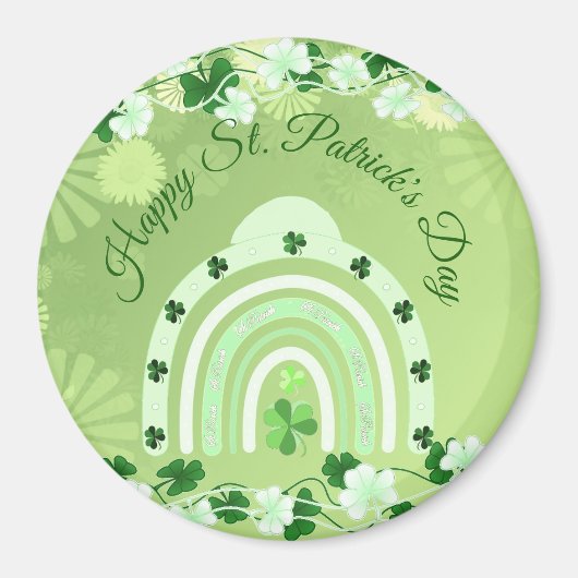 Happy Saint Patrick's Day Lucky Kleeblatts Regenbo Magnet (Vorne)