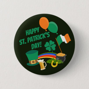 Happy Saint Patrick's Day Symbole und Traditionen  Button