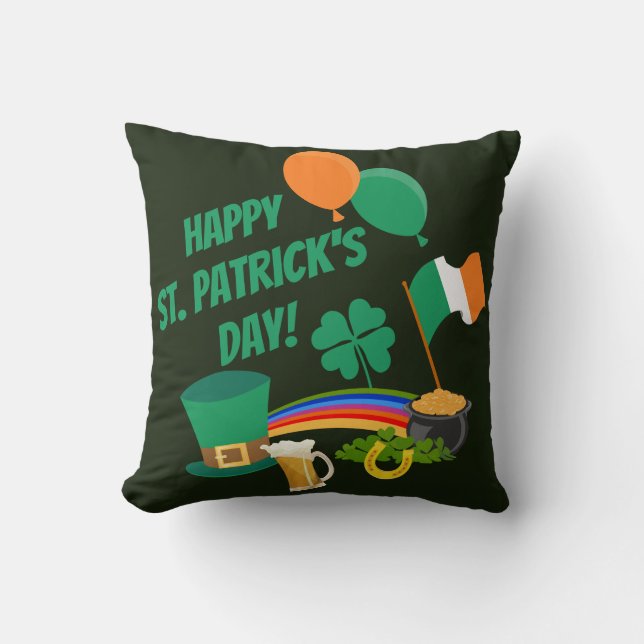 Happy Saint Patrick's Day Symbole und Traditionen Kissen (Vorderseite)