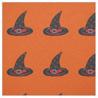 Happy Samhain Black Witch Hat Silver Buckle Orange