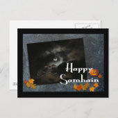 Happy Samhain!-Fledermäuse, Mond, Pumpkin Postkarte (Vorne/Hinten)