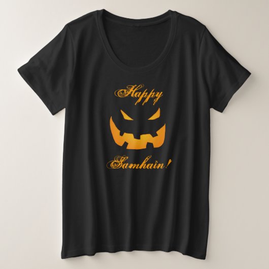 Happy Samhain! Große Größe T-Shirt (Design vorne)
