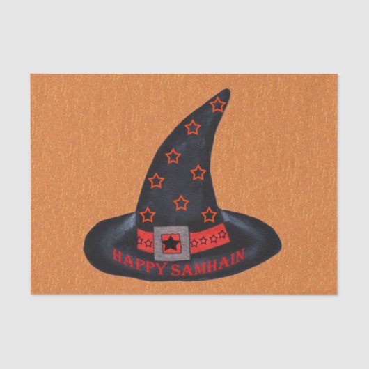 Happy Samhain Hexenhut Stars Magic Wiccan Seidenpapier (Vorderseite)
