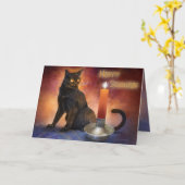 Happy Samhain Kitten und Candle. Karte (Gelbe Blume)
