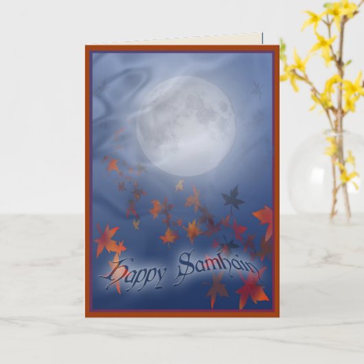 Happy Samhain Moon & Veil Karte (Gelbe Blume)
