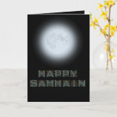 Happy Samhain Vollmond Karte (Gelbe Blume)