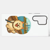 Happy Samoyed Walk by the City Waterfront Samsung Galaxy Hülle (Rückseite (Horizontal))