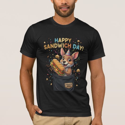 Happy Sandwich Day Boss- Kangaroo Foodie Animal T-Shirt (Vorderseite)