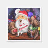 Happy Santa and Reindeers Christmas Party - Funny Serviette (Vorderseite)
