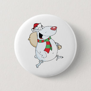 Happy Santa Bear läuft mit Tasche Button