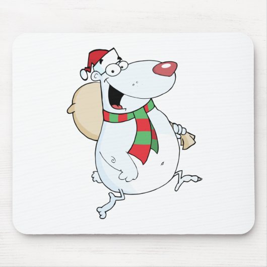 Happy Santa Bear läuft mit Tasche Mousepad (Vorne)