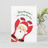 Happy Santa Cartoon Niedliche Weihnachtskarte (Stehend Vorderseite)