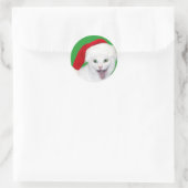 Happy Santa Cat Runder Aufkleber (Tasche)