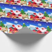 Happy Santa Claus Cartoon Geschenkpapier (Ecke)