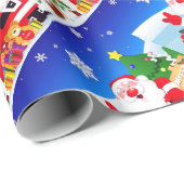 Happy Santa Claus Cartoon Geschenkpapier (Rolleneckpunkt)