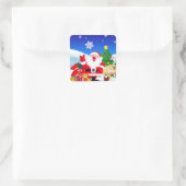 Happy Santa Claus Cartoon Quadratischer Aufkleber (Tasche)