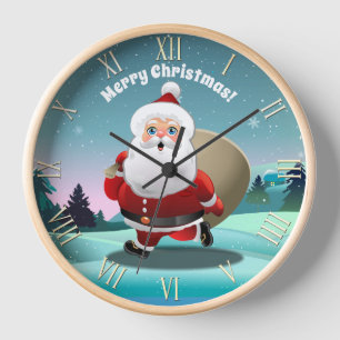 Happy Santa Claus Cartoon Uhr