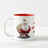 Happy Santa Claus Cartoon Zweifarbige Tasse (Links)