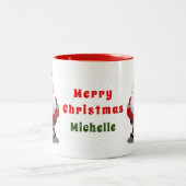 Happy Santa Claus Cartoon Zweifarbige Tasse (Mittel)