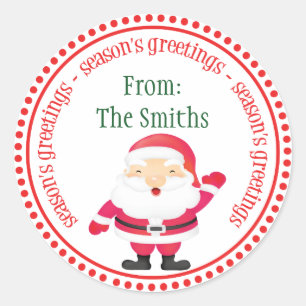 Happy Santa Claus Dot Circle Labels Runder Aufkleber