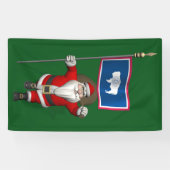 Happy Santa Claus mit der Fahne des Wyoming Banner (Horizontal)