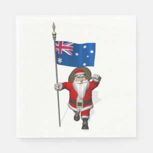 Happy Santa Claus mit der Flagge Australiens Serviette
