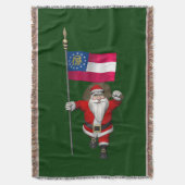 Happy Santa Claus mit der Flagge Georgiens Decke (Vorderseite Vertikal)