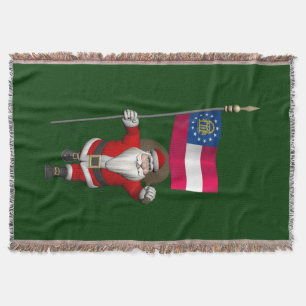 Happy Santa Claus mit der Flagge Georgiens Decke