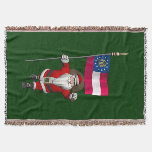Happy Santa Claus mit der Flagge Georgiens Decke (Vorderseite)
