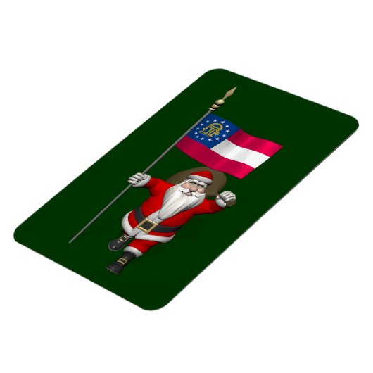 Happy Santa Claus mit der Flagge Georgiens Magnet (Linke Seite)