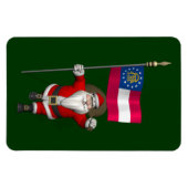 Happy Santa Claus mit der Flagge Georgiens Magnet (Horizontal)