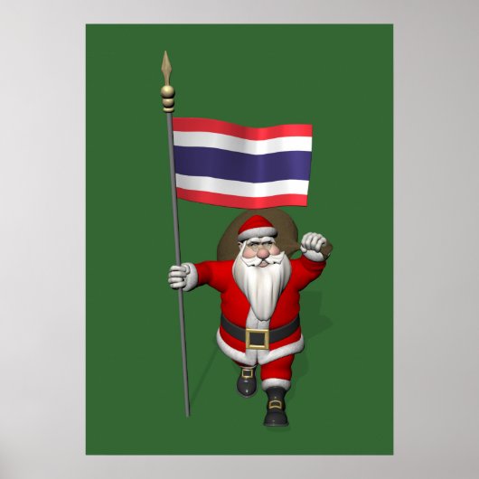 Happy Santa Claus mit der Flagge Thailands Poster (Vorne)