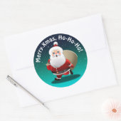 Happy Santa Claus mit einem Sack voller Geschenke Runder Aufkleber (Umschlag)
