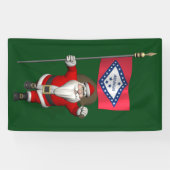 Happy Santa Claus mit Fahne von Arkansas Banner (Horizontal)