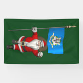 Happy Santa Claus mit Fahne von Connecticut Banner (Horizontal)