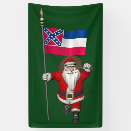 Happy Santa Claus mit Fahne von Mississippi Banner (Vertikal)