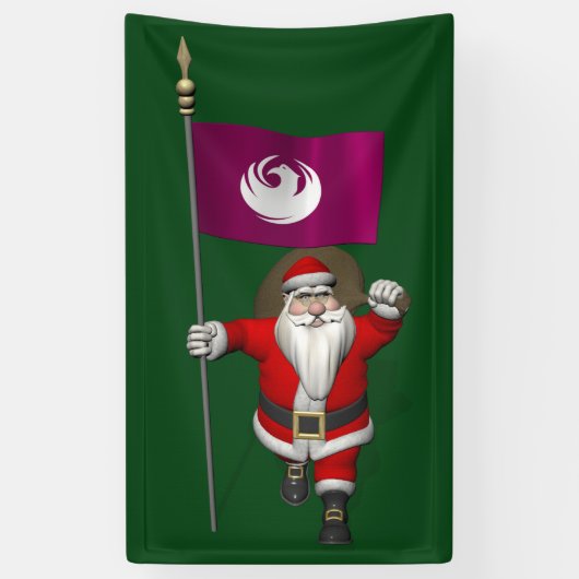 Happy Santa Claus mit Fahne von Phoenix Arizona Banner (Vertikal)