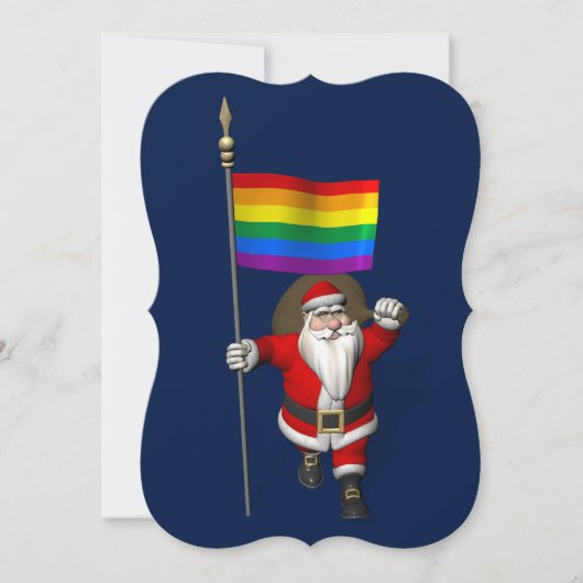 Happy Santa Claus mit Regenbogenflagge Feiertagskarte (Vorderseite)