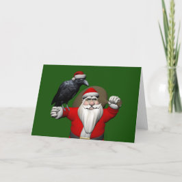 Happy Santa Claus mit riesigem Raven Feiertagskarte
