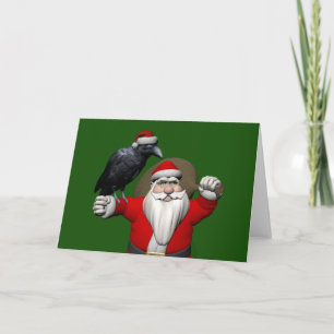 Happy Santa Claus mit riesigem Raven Feiertagskarte