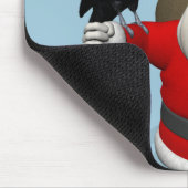 Happy Santa Claus mit riesigem Raven Mousepad (Ecke)