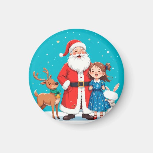 Happy Santa Claus mit Schneemann Magnet (Vorne)