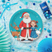 Happy Santa Claus mit Schneemann Pappteller (Party)