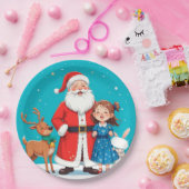 Happy Santa Claus mit Schneemann Pappteller (Party)