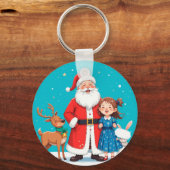 Happy Santa Claus mit Schneemann Schlüsselanhänger (Vorderseite)